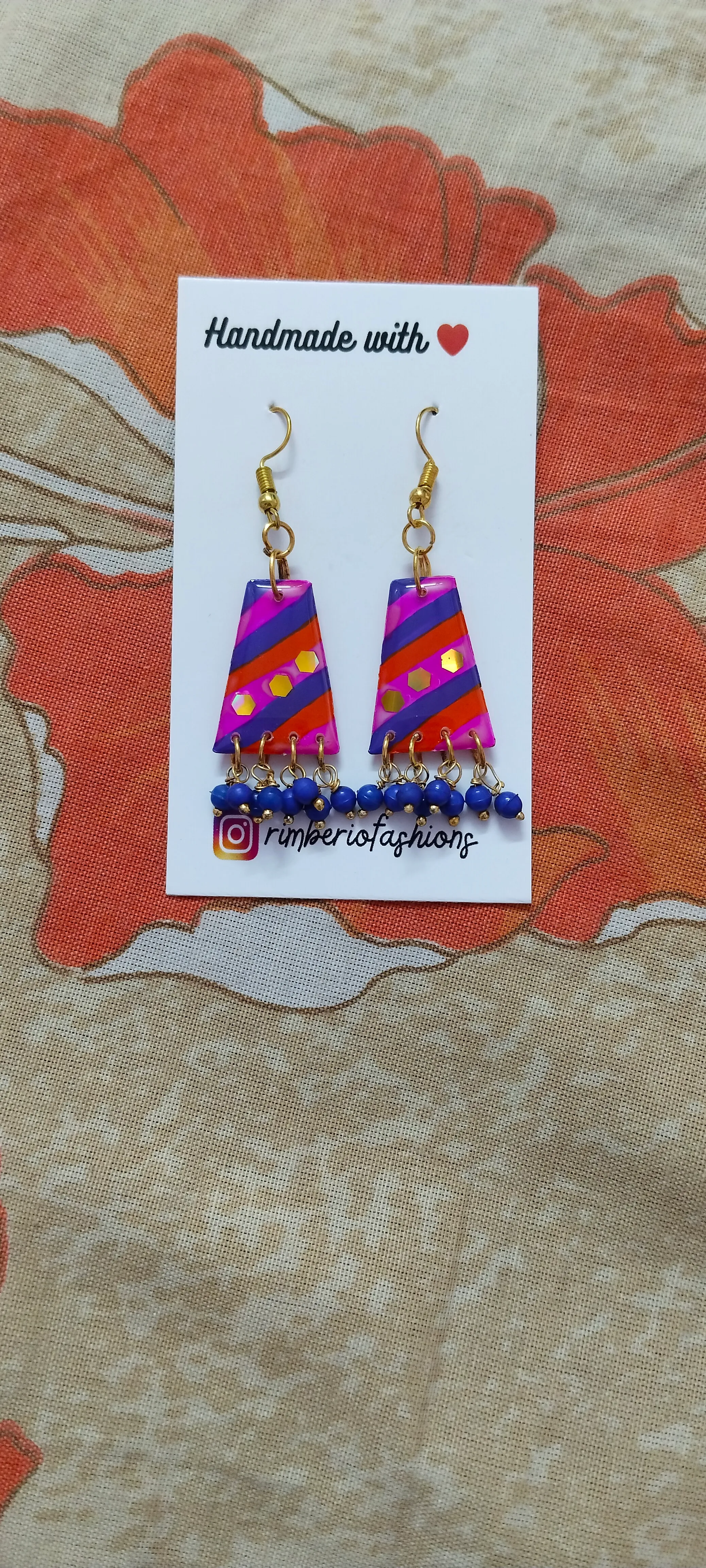 Buy Handmade Resin Leheriya Earrings from Rimberio Fashions - Reseller Bazzar
